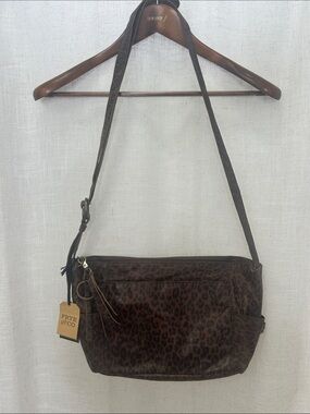 Frye And Company Brown Leopard Print Leather Crossbody Bag Brand New W/Tags